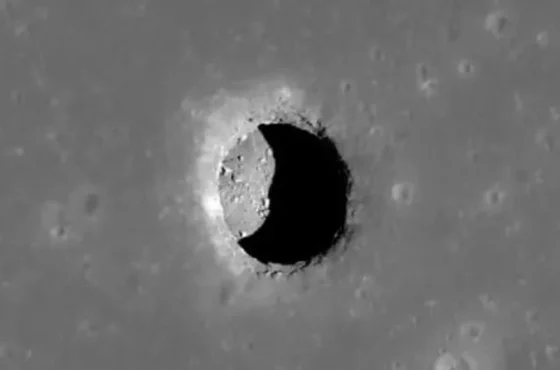 Descoberta de caverna na Lua potencial para abrigar humanos.